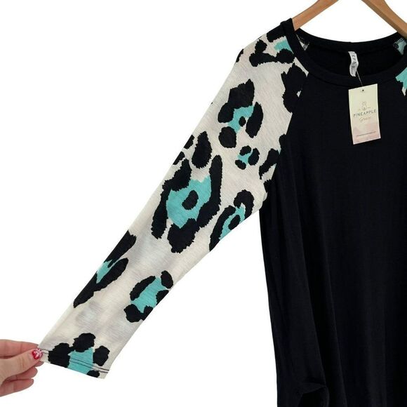 P & Rose Leopard Print Top Black Women Small T1219 - Picture 4 of 10